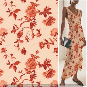 Exclusive scarlet floral textile design license for apparel manufacturers