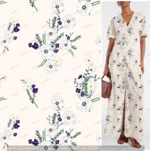 Exclusive white floral textile design license for apparel manufacturers