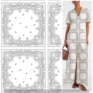 Exclusive black-and-white paisley textile design license for apparel manufacturers