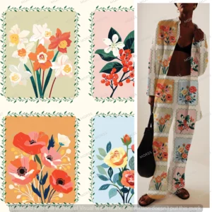 Exclusive patchwork floral textile design license for apparel manufacturers