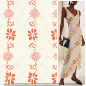 Exclusive floral stripe textile design license for apparel manufacturers