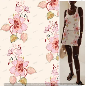 Exclusive pink floral textile design license for apparel manufacturers