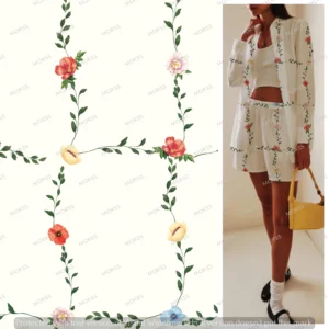 Exclusive lattice floral textile design license for apparel manufacturers