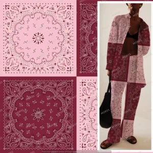 Patchwork bandana print in merlot and blush pink