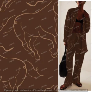 Desert Stallion print featuring elegant line-drawn horse outlines in a minimal style, set against a rich brown background for a bold yet refined look.