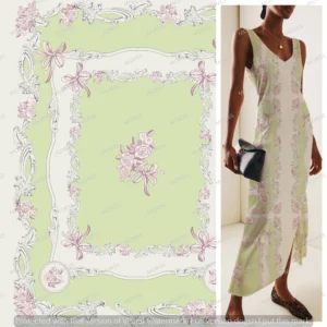 Exclusive vintage floral textile print with baroque accents for elegant fashion collections