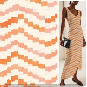 Coral and blush hand-painted stripe textile design in seamless repeat for summer wear